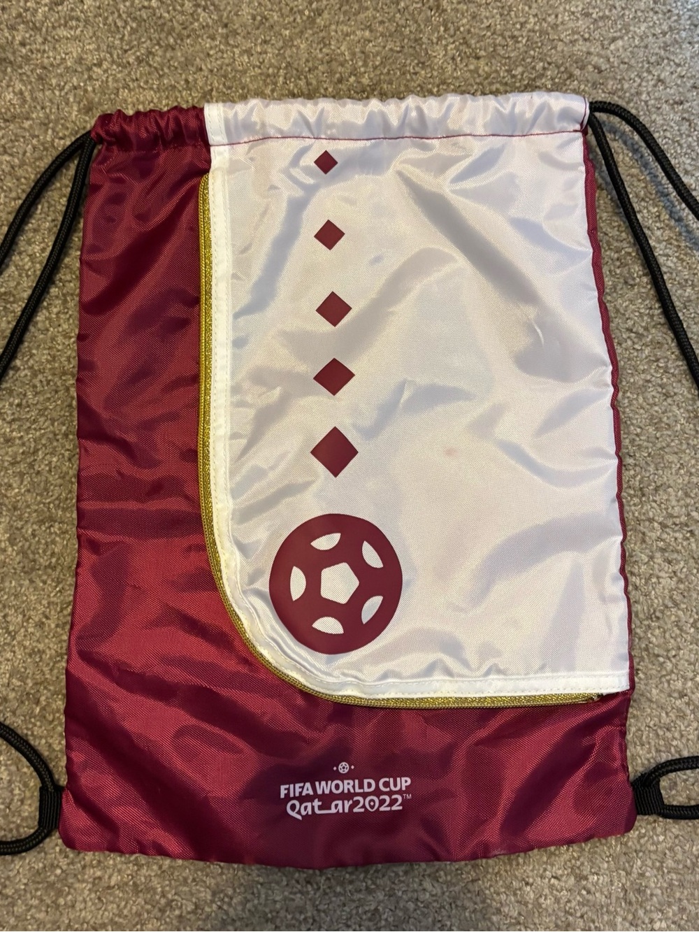 FIFA World Cup Qatar 2022 Drawstring Bag - White & Maroon